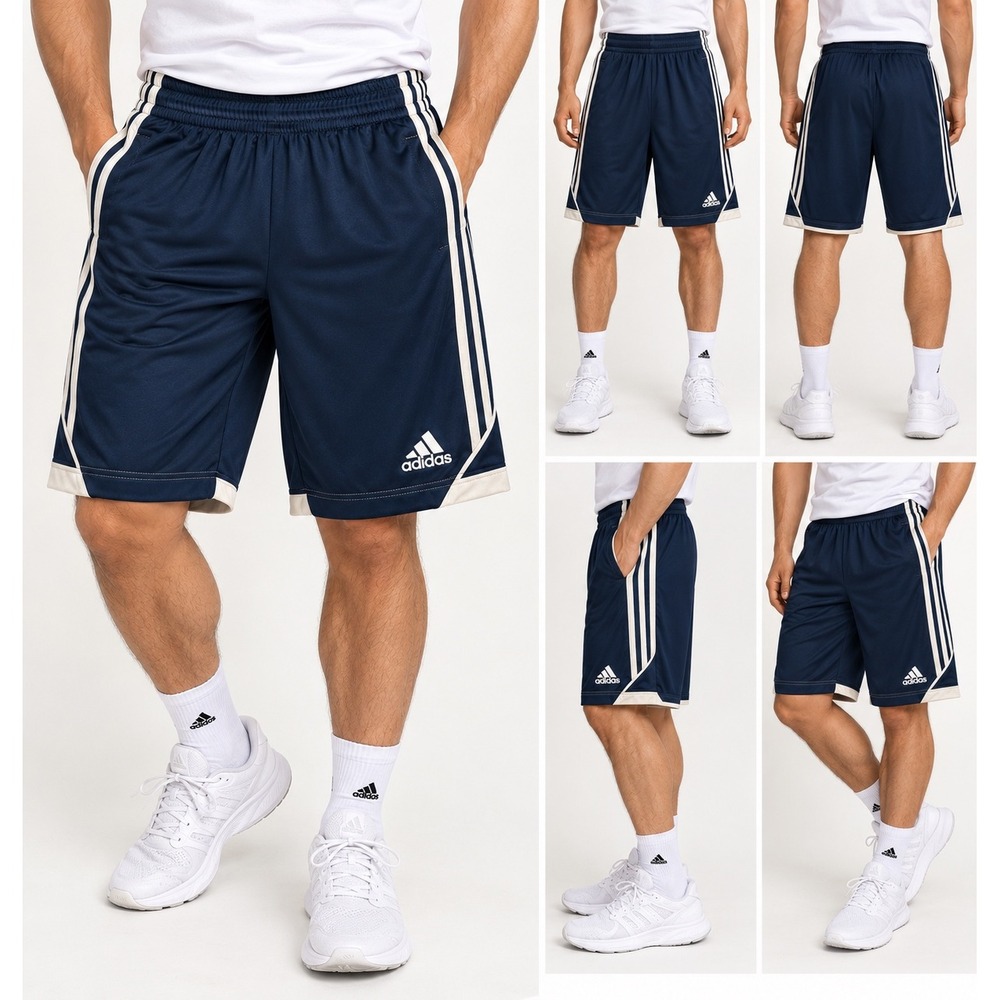 Adidas ClimaLite Basketball Shorts Mens M Navy Blue White 3 Stripe Athletic Gym